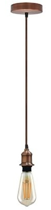 DC VOLTAGE Copper Vintage Metal Ceiling Pendant Light Fitting, Fabric Flex 1m Cable, E27 Lamp Holder Suspended Pendant Light Fitting Kit for Indoor Lightings