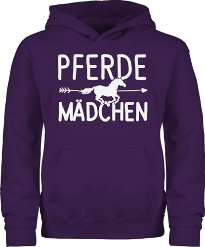 Kinder Hoodie Jungen - Pferd - Pferde Mädchen - Pferdemädchen - 140 (9/11 Jahre) - Lila - pferdepulli pferdepullover reiten fjordis pullover pferdepullies reithoodies pferdeliebhaber ich geh pulli