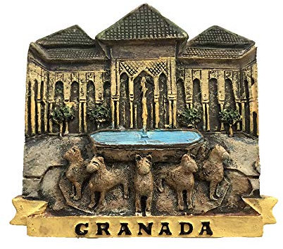 Granada Alhambra 3D Lion Courtyard Imán Colección de Resina de Recuerdo, España Imán Regalo Decoración magnética de la Cocina del hogar
