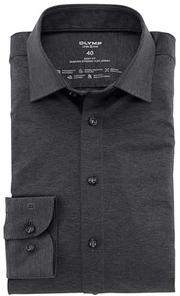 OLYMP Herren Businesshemd Langarm Level.Five.Body.fit,Single Jersey,Body fit,New York Kent,anthrazit 67,43