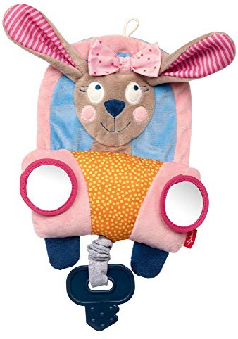 Sigikid 42515 Aktiv-Spieltuch Hase PlayQ Mädchen Babyspielzeug empfohlen ab 6 Monaten rosa, 19 x 3.5 x 21