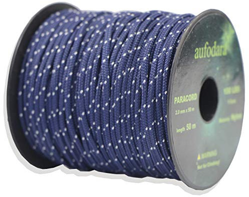 aufodara 50 Metros Paracord 2mm Cuerda de Nylon Paracaídas de 1 Hilos (Armada Azul Blanco)