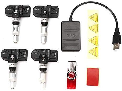 Monitor de presión de neumáticos, Qiilu Monitor de presión de neumáticos, de monitorización de presión de neumáticos de coche ABS, USB TPMS con sensor interno para navegación Android