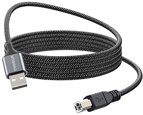 MOSWAG Cable de Impresora USB de Alta Velocidad - 1 Metro, Tipo A a B para HP, Canon, Dell, Epson, Lexmark, Xerox, Brother, Samsung y Más
