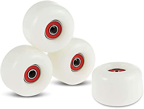 4PCS Skateboard Rollen, Street Skateboard Rollen mit Lagern, Anti-Rutsch Drift Freeline Longboard Rollen für Street, Park 54mmx36mm 85A,Weiß