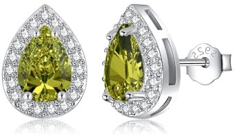 MASOP Ohrstecker Silber 925, Geburtsstein Ohrringe Peridot Silber für Frauen Damen Mädchen Schmuck Geschenke zum Geburtstag August