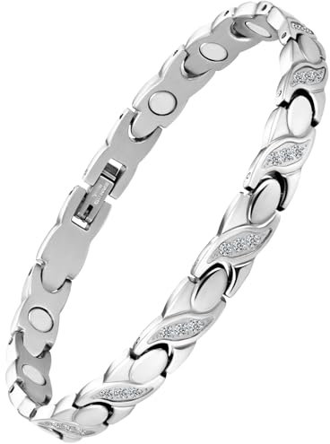 Jeracol Titanstahl magnetarmband damen, magnetische Brazaletes mit 3500 Gauss Magneten, verstellbares magnetisches Handgelenkband mit Entfernungswerkzeug und Schmuck