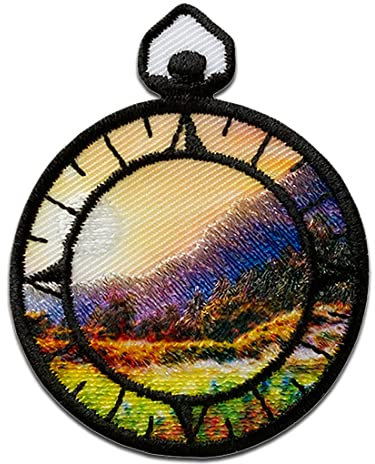 Mono Quick Kompass Landschaft - Aufnäher, Bügelbild, Aufbügler, Applikationen, Patches, Flicken, zum aufbügeln, Größe: 5,3 x 4,1 cm