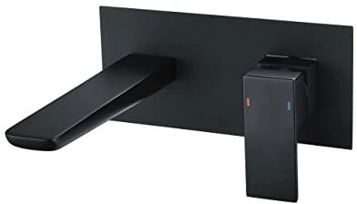 RAK Moon Black Wall Mounted Basin Mixer Tap with Back Plate - RAKMOO3007B