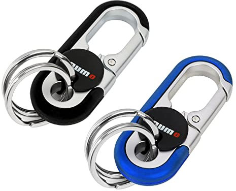 Qiyiche 2 Stück Schlüsselanhänger Karabiner, Auto Schlüsselanhänger mit 4 Schlüsselring, Rostfreier Stahl Schlüsselkarabina, Mini-Outdoor-Werkzeuge, Unisex