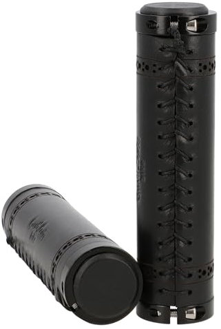 Gusti Echtes Leder - Sonny C. Leder Lenkergriff Fahrradgriff Ledergriff Schwarz Leder Metallring Schwarz