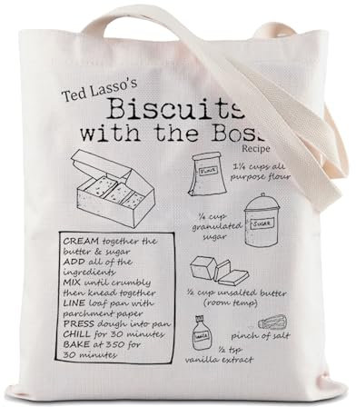 Biscuits Wth The Boss Rezept Wiederverwendbare Einkaufstasche Lasso Fans Tote Bag Soccer Lover Schultertasche Ted TV Show Handtasche, Keks-Tragetasche, 32*37CM