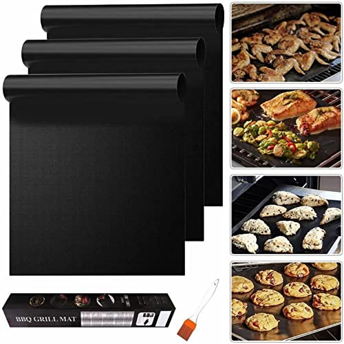 Oven Liners for Bottom of Oven, 3 Pack Large Thick Heavy Duty Non Stick Oven Liners for Bottom of Electric Oven Gas Oven Toaster Oven Microwave Stove Grill, BPA and PFOA Free, Teflon Oven Mat Set