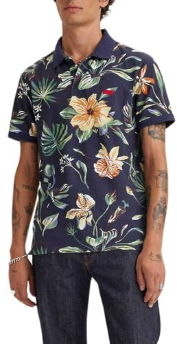 Levi's Men's Slim Housemark Polo Shirt, Nepenthe Floral Navy Blazer, XXL