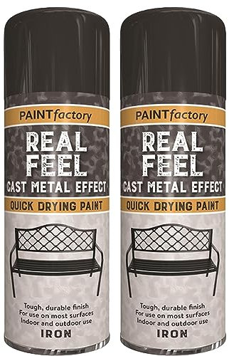 YORKSHIRE HOMEWARE Cast Iron Metal Effect Spray Paint Aerosol Indoor Outdoor Home Garden Black Effect Interior Exterior Quick Dry Durable Finish Premium Quality 400ML, Black (2 Cans)