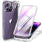 Miracase Glass Case for iPhone 14 Pro Max Case 6.7 Inch, [Built-in 9H Tempered Glass Screen Protector + Camera Lens Protector] Full Body Rubber Bumper Clear Back Case Cover (Clear Glitter)