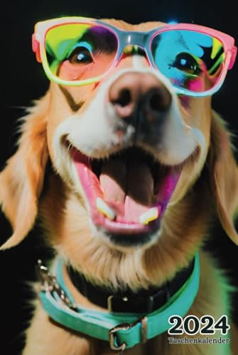 Taschenkalender 2024: Lustig - Hunde, a5, klein, 1 Woche 2 Seiten, Deutsch, Fur Frauen & Herren, 12 Monate, Planer, Vertikal, Mit Notizen, Hardcover, kein Ringbuch, kein Spiral