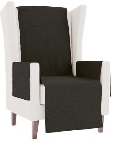 GAMUSI Relax-Sesselbezug für Relax-Sessel, Bezug für 1-Sitzer (bis zu 110 cm breit), gesteppt, einfarbig, Baumwolle, atmungsaktiv, Dunkelgrau