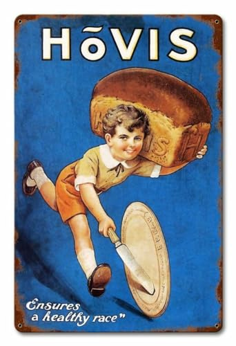 Hovis Bread - Vintage Style Tin Sign, Reproduction Retro, Pub Bar Kitchen Garden Bathroom, Home, Plaque, Funny Decorative Wall Art, 3 Sizes (A3)