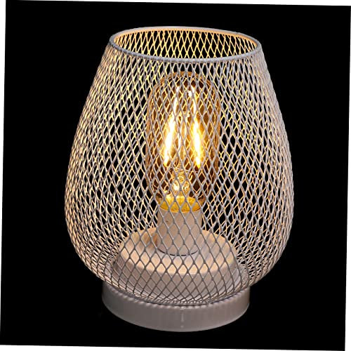 Gadpiparty 1satz Käfigförmige Tischlampe Aus Vintage Design Dekorative Nachttischlampe Weiß Inklusive Glühbirne Ohne Batterien Für Stimmungsvolle Beleuchtung Und Moderne Einrichtung