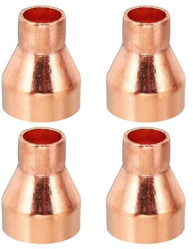 PATIKIL 3/4 a 1/2 ID Manicotto in Rame, 4pz 99,9% Accoppiamento Riduttore in Rame Puro Raccordi a Pressione Tubi Connettore Adattatore con Connessione a Saldare a Caldo