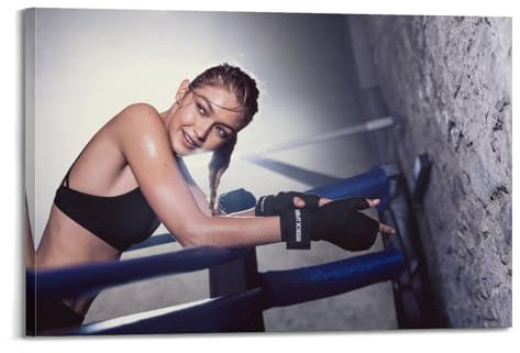 GUOYIN Fitness-Workout-Poster, Frau, Boxtraining, dekorative Leinwand, Familie, Schlafzimmer, Kunstwerk, Bild, Gemälde, 30 x 45 cm