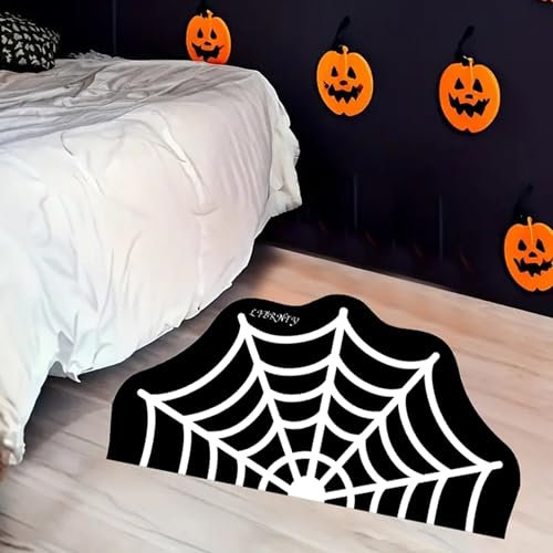 LIBRNTY Alfombras Cocina,Alfombra Halloween,Alfombra de Cocina para Piso,Impermeable para Cocina,telaraña aterradora Espeluznante Adecuado para pasillos,diseñado para Halloween/Navidad (80 x 70 cm)