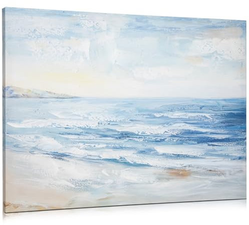 Arborus Meer Ölgemälde Wandbild 60 x 80 cm Gemälde Leinwand Wanddeko Handgemaltes Wandgemälde Wandbilder Handgefertigte Leinwandbilder für Esszimmer Schlafzimmer Hotel Deko Küste Strand Wand Kunst
