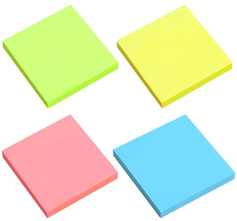 YPYMOD 400 Stück Haftnotizen 76x76mm, Bunte Quadratische Selbstklebende Haftnotizzettel, Leicht zu Beschreiben für Notizen, To-Do-Listen und Erinnerungen(4 Farben)