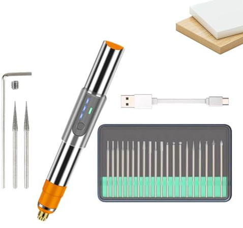 Tuxxjzm Stylo de gravure sur verre, stylo de gravure - Outil de gravure Graveur de crayon pour gravure,Machine de gravure, kit de stylo de gravure, outil rotatif en métal pour