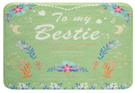 Homewish 20x32 Bathroom Rugs Grass Green, Cute Floral Bath Mat for Kids Girls, Rustic Botanical Flowers Doormats Floor Mats for Best Friend Women, Light Green Non Slip Bath Rug