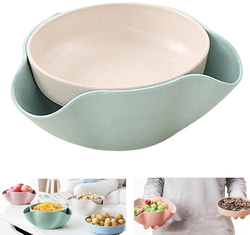 Shell Collecting Snack Bowl, Nut Edamame Beans Snack Bowls, Pistazie Bowl with Shell Storage, for Pistazien, Peanuts, Edamame, Cherries, with Shell Storage (Blue)