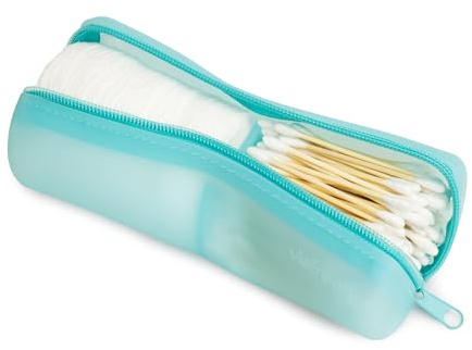 Visfresh Cotton Round Swab Travel Case, 2-in-1 Beauty Organizer, (Blue)