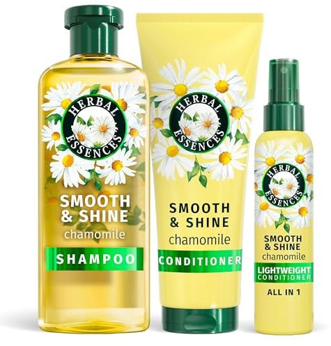 Herbal Essences Chamomile Smooth & Shine Set: Shampoo 350ml + Conditioner 250ml + Lightweight Leave-In Conditioner All In One 145ml