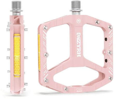 MZYRH Pédales de vélo de montagne, pédales de vélo antidérapantes et légères en alliage d'aluminium de 1,4 cm pour route, montagne, BMX, VTT (rose)