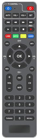 AULCMEET Telecomando,New Replace Universal Remote 363739 fit for Techly Digital Terrestrial Decoder IDATA TV-DT2PLB, IDATA TV-DT2SCA and IDATA TV-DT2MB