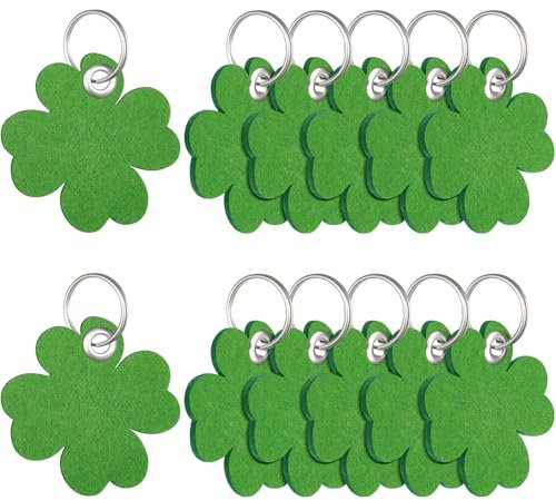 Jadive 12 Stück Kleeblatt Schlüsselanhänger Filz Rohling Glücksbringer Anhänger Glücksklee Viel Glück Geschenk zur Prüfung Neuer Job Abschied Schulanfang Einschulung Schultüte(Frisch)