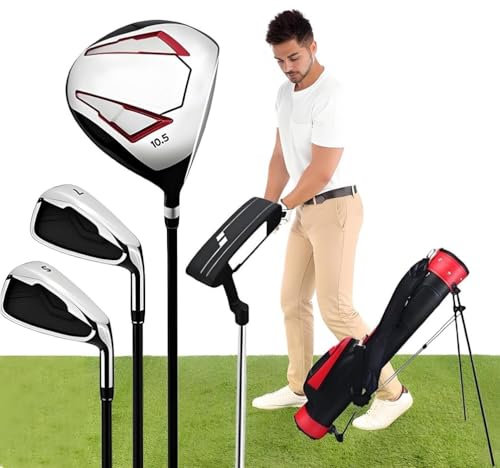 Set Di Mazze Da Golf For Uomo, For Mano Destra, 4 Pezzi, Include Driver In Titanio, Ferri 7/S, 1 Legno Da Fairway E Putter, Con Sacca Da Golf, For Golfisti E Sport All'aria Aperta.(C)