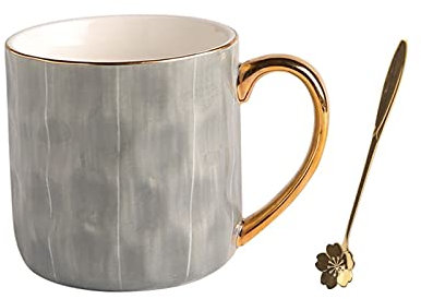 Tazza da Ufficio, Grande, in Ceramica, da caffè e da tè, per Ufficio e casa, 11 Once, Lavabile in lavastoviglie e Adatta al microonde, 1 Confezione con cucchiaino (AQ)