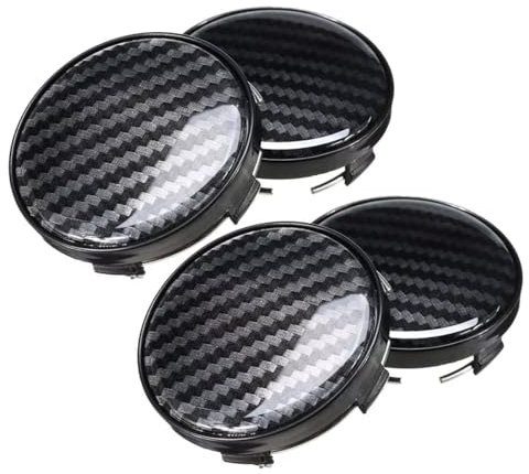 jinhuo 4er-Set 60mm Radkappen - ABS Radkappen mit Snap-On Befestigung, Werkzeuglose Montage, Kompatibel mit 60mm Personalisierten Aufklebern,Carbonfiberblack