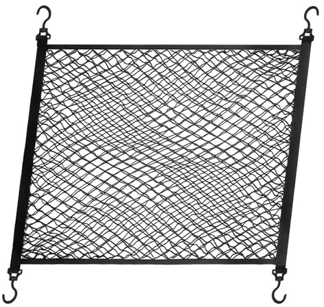 Gozmy Gepäcknetz Auto, Netz Kofferraum, Aufbewahrungsnetz, Ladungssicherungsnetz, Größe 100X60cm Mit 4 Haken, Erweiterbar auf 140x100cm, Elastischer Rand hält Lasten Fester (Doppelt)
