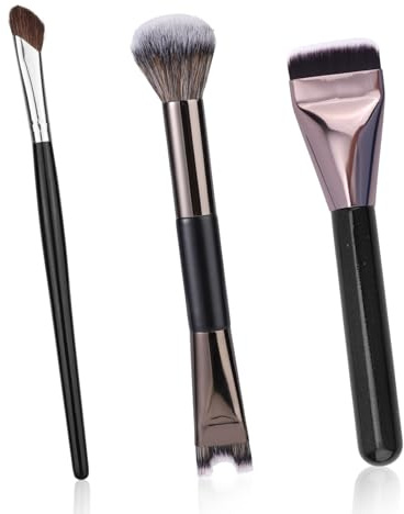 BOXOB Lot de 3 pinceaux de contour de nez en forme de U - Pinceaux plats et biseautés - Outils de maquillage pour sculpter et définir le polissage