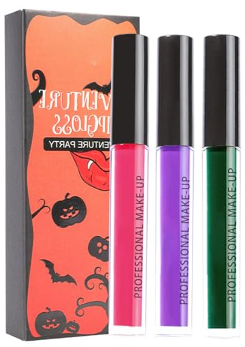 Rossetto opaco, 3 colori, rosso, viola, verde opaco, impermeabile, rossetto impermeabile, per Halloween, cosplay, labbra