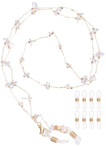 sourcing map Chaîne de lunettes en pierre élégante avec extrémités de chaîne pour femme