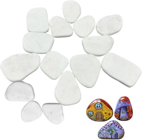 YUPZAR 15pcs Steine Zum Bemalen,5-8 Cm Glatte Große Kieselsteine,Flache Kieselsteina Zum Basteln Weiße Kies Dekosteine Strand Kiesel Garten Kieselsteine Für Bunte Malerei Dekoration