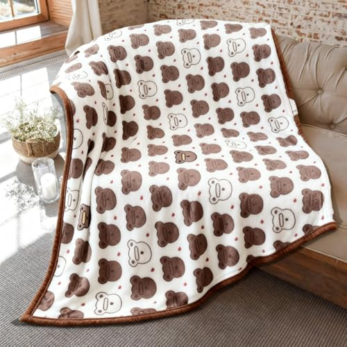 Orso Coperta per Bambini,Orso Coperta in pile di flanella,Panda Coperta morbida per bambini, super morbida, leggera, calda, per divano, letto e divano Coperte100×150cm