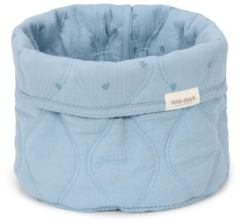 Little Dutch Wickeltischkörbchen Körbchen Korb Utensilo Organizer für den Wickeltisch Baby wendbar Rund Denim Blue blau - Pure