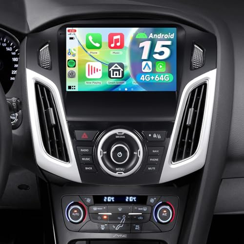 ACAVICA 9 IPS Android 15 Car Stereo Radio for Ford Focus 2011-2018 MK3, 4+64GB Head Unit, Bluetooth 5.4 WiFi 6, Wireless CarPlay Android Auto, GPS Navigation, DSP, FM/RDS, SWC, HD Rear Camera