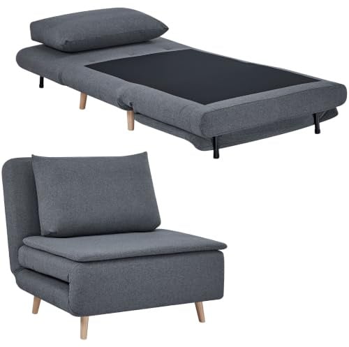 HOMCOM Schlafsessel Extra Breit mit Bettfunktion 191 x 95 cm Grau | Schlafsofa, Lendenkissen, 3-in-1 Klappbar, Relaxsessel mit Verstellbarer Rückenlehne, Leinenoptik Chaiselongue
