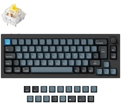 Keychron Q2 Pro Kabellose mechanische Tastatur, 65% ISO-DE Layout, Bluetooth 5.1, Programmierbare QMK/VIA-Tasten, Aluminiumgehäuse, RGB, Deutsche Tastatur für Windows/Mac – K Pro Bananenschalter